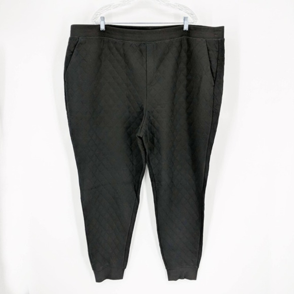 Isaac Mizrahi Live! Tall SOHO Quilted Knit‎ Jacquard Jogger Pants Black Size 3XT